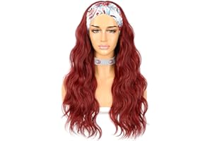 Sapphirewigs Body Wave Headband Wig Synthetic Long Wavy Wig for Women Glueless Red Wigs Natural Looking 150% Density 26inch