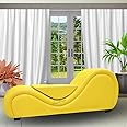 Luvottica - Elite Sunshine Yellow Tantra Sofa - Yoga Chair -Tantra Couch - Relax Lounge Chair - Yoga Couch with Center Cushion(Color: Yellow, Durable Wood)