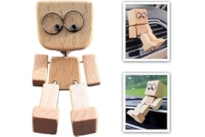 Guhupoy Wackelfigur Auto mit Brille, Handgefertigte Drachenkind Holzfigur Schüttelmann für Auto Oder Büro Desktop Wackelnder Holzmann Geeignet für Männer und Frauen(1PCS)