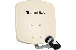 TechniSat DIGIDISH 33 – Satelliten-Schüssel für 1 Teilnehmer (33 cm kleine Sat Anlage - Komplettset mit Wandhalterung und Satfinder V/H-LNB) beige