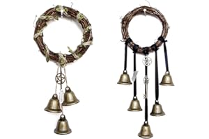 Cloches de sorcière,URMAGIC 2 pièces Carillons éoliens magiques Wiccan,fournitures de sorcellerie Wicca,12cm Guirlande de cloches de sorcière, ornement suspendu de rétroviseur de voiture