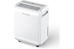 Ariston DEOS 10 EVO - Deumidificatore Casa Muffa Portatile 10L/24h con Ruote, Bagno e Ambienti Fino 30㎡, Piccolo Assorbi Umidità 32x41,4x20,5-3 Velocità d'Aria e Filtro Antipolvere, Consumo Max 210w