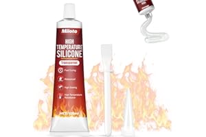 Miioto Colle Refractaire, Silicone Haute Temperature, Colle Haute Temperature, Mastic Refractaire pour le Scellement à Haute Température des Foyers, Cheminées et des Barbecues, Transparent, 100ml