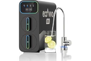 Ecoviva E6 Umkehrosmoseanlage 600GPD Hartes Wasser weichen - 9-stufige Tankloses RO Wasserfilter - Osmoseanlage Trinkwasser mit Intelligentem Wasserhahn, Kleines Kompaktes Design