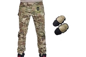 ATAIRSOFT WorldShopping4U Hommes Paramilitaire Combat Pantalons Pantalon avec genouillères Multicam MC pour Tactique Militaire Armée Airsoft Paintball, Multicam