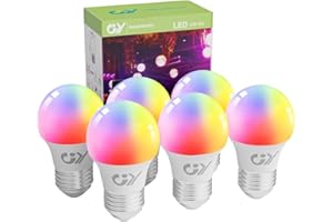 GY Lot de 6 Ampoules Connectée WiFi LED Compatible avec Alexa/Google Home, G45 E27 6W 600LM Intelligente Dimmable Ampoule Multicouleurs RGB + Blanc Chaud/Froid 2700K-6500K