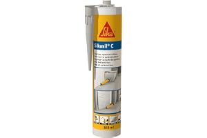 SIKA - Elastisk byggsilikon - Sikasil C - Grå - 300ml | Lämplig i badrum och våtrum samt allmänna byggändamål - Bra vidhäftning på de flesta byggmaterial - Antimögelbehandlad