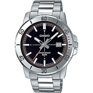 Casio MTP-VD01D-1E2V Men's Enticer Stainless Steel Black Dial Casual Analog Sporty Watch