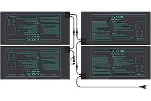 Luxbird Heizmatte Wärmematte für Sämling Germination, 4 Stück Heizmatten, Eins-zu-viele-Steuerung, Zimmergewächshaus Wärmematte, 21Watt, IP67 Wasserdicht, 52.7x25.4cm