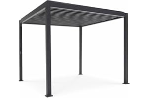 ALICE'S GARDEN 3x3m pergola bioclimatica in alluminio, con lamelle orientabili, grigio antracite, Triomphe
