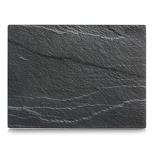 Glasschneideplatte "Schiefer" - anthrazit - Schneideplatte hygienisch - rutschfeste Silikonfüße - 40 x 30 cm