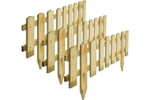 GBS BROTHERS GBS Large Wood Wooden Picket Border Outdoor Decorative Garden Fence Fencing Panels for Grass Lawn Plants Flowers Bed Patio Edging Borders Path Fixing Spike Home 40x 99cm (3X Picket Border Fence)