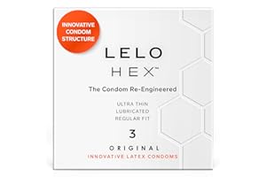 LELO HEX Original Ultra Thin Condoms with Increased Strength, Male Condom, Lubricated Condoms for Men, 2.12-Inch/54 mm Diameter (3 Pack)