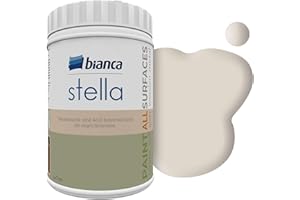 Bianca Stella Vernice per mobili premium senza carteggiatura per cucina e bagno, Beige tinta unita, Lucido, 1000ml, a base acquosa, vernice acrilica per tutte le superfici, legno, piastrelle, metallo