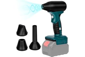 BreeRainz Akku Gebläse, 180W Laubbläser mit 3 Düsen, 4 Geschwindigkeiten, Kompatibel mit 18V Akkus, zum Reinigen von Autoecken, Entfernen von Laub, Schnee, Staub(Batterie Nicht Inbegriffen)