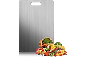 STFYUG Tagliere Acciaio Inox, 1 pezzi Tagliere in Acciaio Inox Alimentare, Tagliere in Titanio per Cucina, Tagliere Titanio, Taglieri in Acciaio Inox per Carne, Frutta, Verdura(34 x 23cm)