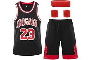 Suffolly 2 pezzi Set da Basket per bambini, abbigliamento da Basket per bambini, con fascia da polso, gilet e vestito da Basket per bambini, pantaloncini da donna, regalo per bambini da 4 a 13 anni