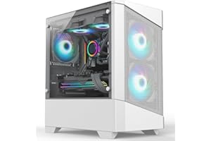 iONZ KZ10W Mini Tower PC Gaming White Cube Case Micro ATX Airflow with 3 x 120mm RGB Fans