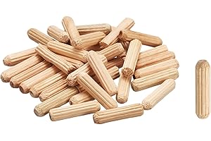 sourcing map 60Pcs Wooden Dowel Pins, M5 x 20mm Straight Dowel Rods Wood Fluted Dowels Rods for Crafts Furniture DIY Hardwood