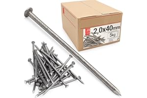 Lun Fix Perni metallici 2,0 x 40 mm – 5 kg (5260 pezzi) chiodi in legno per lavori di costruzione, chiodi in acciaio non zincati, 40 mm di lunghezza