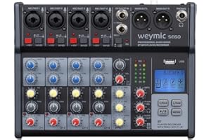 WEYMIC SE Profesjonalny mikser do nagrywania karaoke DJ z napędem USB do wejścia do nagrywania komputera, złącze mikrofonu (SE-60)