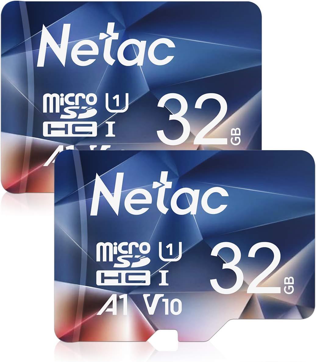Netac 2 Paquetes 32 GB Tarjeta Micro SD A1 U1 C10 V10 UHS-I Velocidad hasta 90/10 MB/S Tarjeta de Memoria para Teléfono, Videocámara, Switch, Tableta