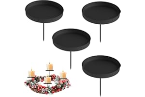 FOX·BUNNY Adventskranz Kerzenhalter,8cm Schwarz Adventskerzenhalter Metall Kerzenleuchter 4 Stück, für Adventskranz Weihnachten Kerzenteller Mit Dorn