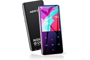 AGPTEK Reproductor MP3 de 32GB，Reproductor de Música Bluetooth 5.3, Pantalla a Color de 2.4” con Radio FM, Grabación, Altavoz HD Integrado, Botones Táctiles, Sonido HiFi, Soporte hasta 128GB, Negro