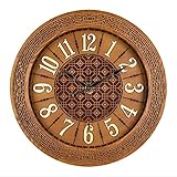 FOOSKOO Wall Clocks Massivholz Wanduhr Wohnzimmer Chinesischen Stil Log Retro Stumm Sweeping Bewegung Quarzuhr 45 cm