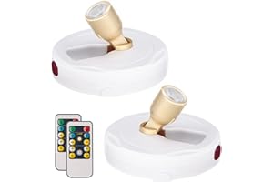 HAMVIDNE LED Spotlight, Battery Powered Picture Lights, Uplighting Indoor, Puck Lights with Remote, Stick Spot Light for Wall Display Picture Dartboard Painting Artwork Accent-2pcs