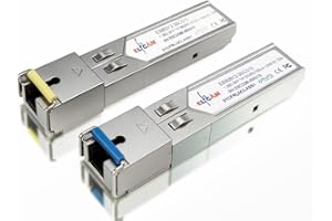 Elfcam® - 2 Pack 1,25 Gbps SFP 1000Base-BX WDM BIDI Connecteur de Fibre Optique SC Monomode 10KM DDM, Compatible avec Cisco, Ubiquiti Networks, Huawei, D-Link, Mikrotik