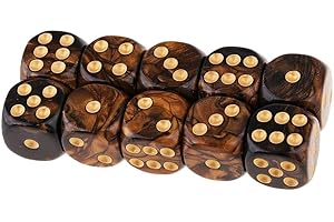 Yourandoll 10 pièces dés polyédriques D6 dés 16mm de Jeux de dés en Acrylique pour DND Dice RPG MTG Jeux (Noir Doré)
