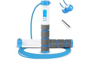 Wastou Corda per saltare, maniglia appesantita digitale allenamento corda per saltare con contatore di calorie per l'allenamento fitness, velocità di esercizio regolabile saltando la corda per tutti