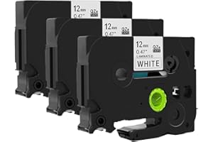 Doree Confezione da 3 etichette di nastro TZe-231 Tze231 TZ-231 12 mm x 8 m, nero su bianco, compatibile con Brother P-Touch Label Printer H110 H105