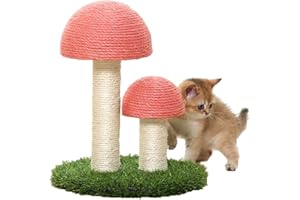 MEIKULER Leinen Pilz Modell Katzen Klettergerüst, Katzenschleifklauen, Katzenmolarenspielzeug,Katzenkratzbrett, Anti Kratz Pilz & Simulation Rasen für Haustiere (Rosa)