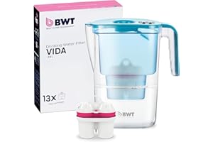 BWT Filtro de Agua Vida Petrol 2,6L + 13 Cartuchos de Filtro de Magnesio | Paquete Anual | Filtro de Agua Potable | Para Comidas & Bebidas | Filtra Cal, Cloro, Plomo & Cobre