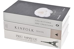 HoaaiGo Magnetic Decorative Fake Books, 3 PCS Fashion Book Box Set, Stacked Hardcover Faux, Black White Display with Storage, for Home/Office/Bookshelf