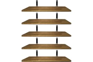 Mardili Shelves Wood Wall Mounted Shelf, Rustic Shelves Set of 5（Light brown）