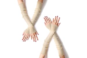 MUYDZ 2 Pair Women's Long Arm Sleeves with Lace Mesh Tulle, Cooling and Warming Dual Purpose Sun Sleeves for Women, Girls