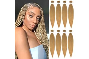 SOKU Cheveux Tressés Pré-étirés 8 Paquets EZ Easy Braid Synthétique Tresses 24 pouces Honey BlondeTressage Extensions Yaki Texture Faisceaux de Cheveux Pre Stretched Jumbo Braid Réglage de l'eau