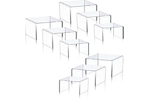 Lighterday Set di 9 alzate trasparenti in acrilico per esporre cupcake e dolci, espositori per caramelle, alzate in acrilico per figure