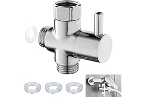 Orssmigs 3 Vias Adaptador Grifo Ducha G1/2" llave de Paso Agua, Divisor Cabezal Ducha Latón 3 Vías,Válvula Desviadora Ducha Metal G1/2 con 4 Arandelas de Goma, Cromo Pulido