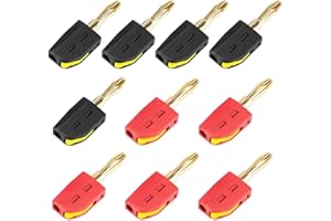 Infreecs 10 sztuk wtyków bananowych 4 mm, wysokie natężenie 32 A, szybkie złącze, pozłacane, wysokowydajne, pozłacane wtyki bananowe, do domu i warsztatu, czerwone i czarne