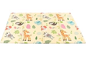 KandyToys Alfombra de juego plegable para bebés con diseño de animales | Alfombra de gateo para bebés de XPE, gruesa y acolchada | Impermeable | Segura