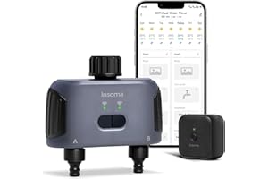 WiFi Sprinkler Timer, Insoma Smart Water Timer for Garden Hose, Automatic Irrigation System with WiFi Hub, Up to 20 Watering Plans, APP Control, Work with Alexa and Google Assistant, 2 Outlets