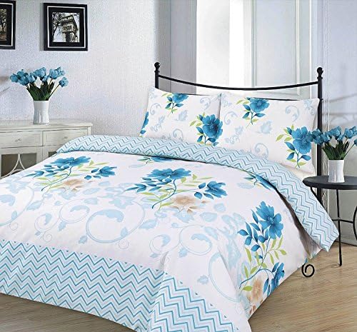 HOME TLC NEW BETHANY FLORAL LEAF DUVET QUILT COVER PILLOWCASE BEDDING SET SINGLE DOUBLE KING SUPERKING SIZES (Single, Teal)