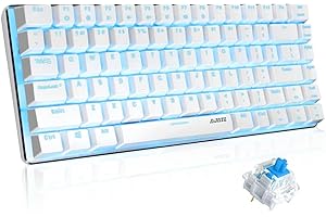 AJAZZ Avazz Mechanical Gaming Keyboard,82 Keys TKL Compact Layout Mini Wired Keyboard,18 Chroma RGB Backlit,USB-C Wired,Blue Switch,Full Anti-ghosting,for PC,Mac,PS4,XBOX (White)