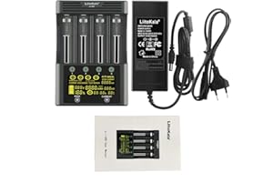 Festnight lii-600 Li-Ion-3.7V Ni-MH1.2V Cargador de batería 4 Ranuras Carga Independiente portátil 18350 16340 14500 Cargador de batería