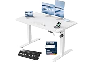 ‎JUMMICO JUMMICO Höhenverstellbarer Schreibtisch mit USB-Ladeanschluss 120 x 60 cm, Schreibtisch Höhenverstellbar Elektrisch, Steh-Sitz Tisch Stehpult Verstellbarer Computertisch,Standing Desk,Weiß