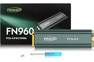 Fikwot FN960 2TB M.2 2280 PCIe Gen4 x4 NVMe 1.4 Unità interna a stato solido con dissipatore di calore - Velocità fino a 5000MB/s, Cache SLC dinamica